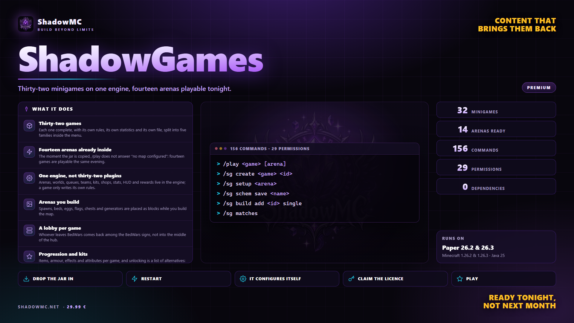 ShadowGames — Thirty-two minigames on one engine, fourteen arenas playable tonight.